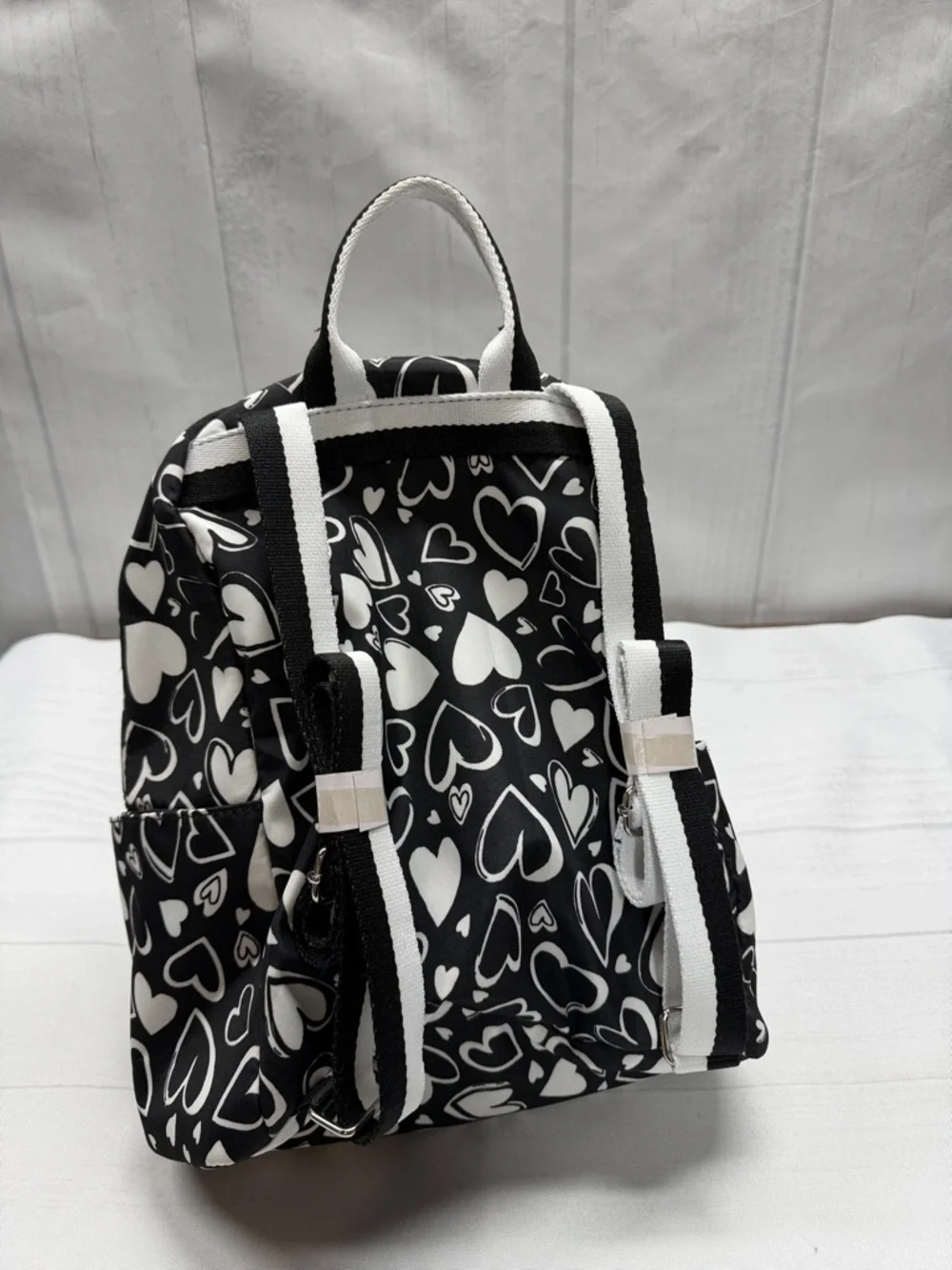 Brighton NWT Endless Love Black and White Heart Pattern Backpack